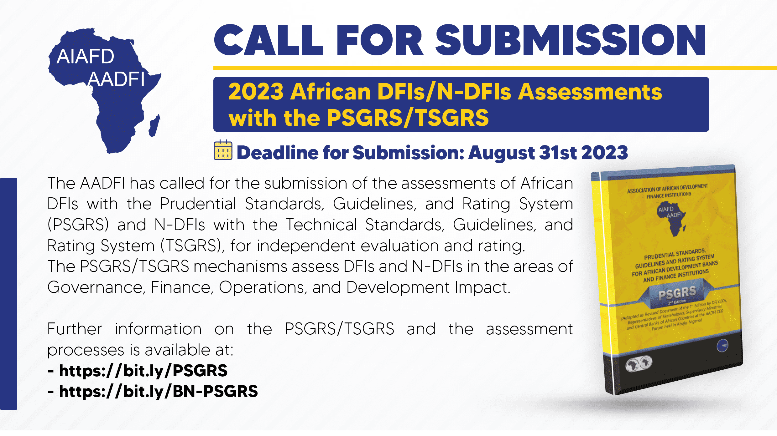 Call for submission – 2023 African DFIs assessment with the PSGRS